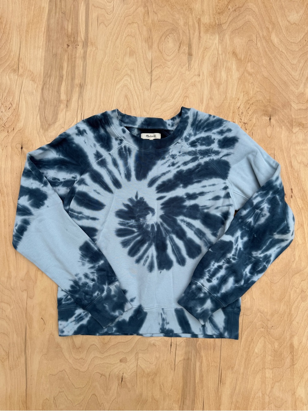 Madewell Women’s Blue Tie-Dye Crewneck Sweatshirt. Navy & Baby Blue. Sz Sml.